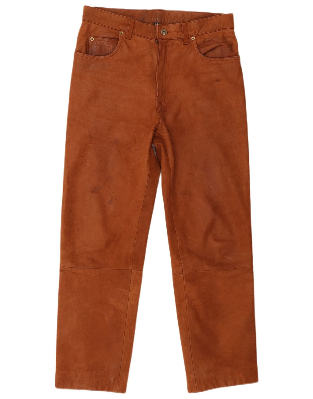Pantaloni drepti din piele intoarsa pentru barbati John Devin Classics IT 48 Medium W32 L28 Maro