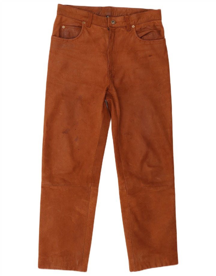 Pantaloni drepti din piele intoarsa pentru barbati John Devin Classics IT 48 Medium W32 L28 Maro