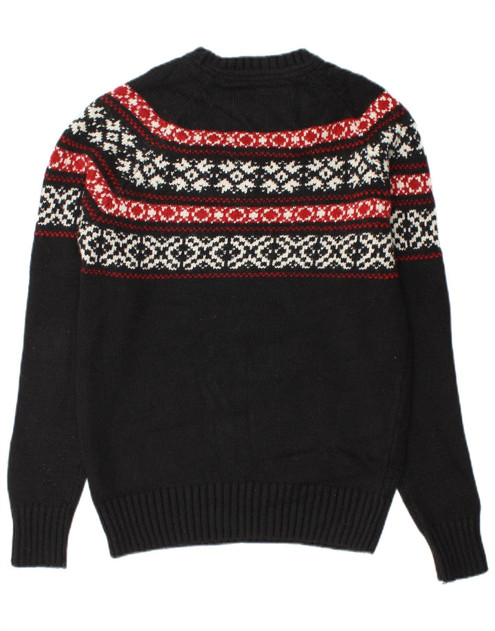 Pulover pentru bărbați Superdry cu gât de barcă, mediu negru, acrilic Fair Isle