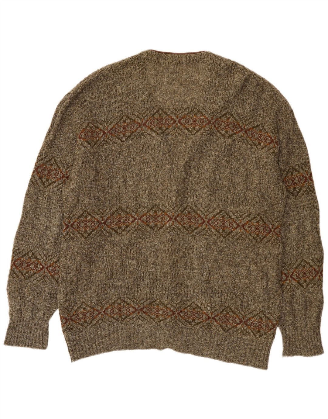 Pulover cardigan pentru bărbați St Michael XL Kaki Geometric Lână