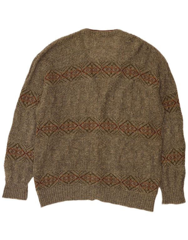 Pulover cardigan pentru bărbați St Michael XL Kaki Geometric Lână