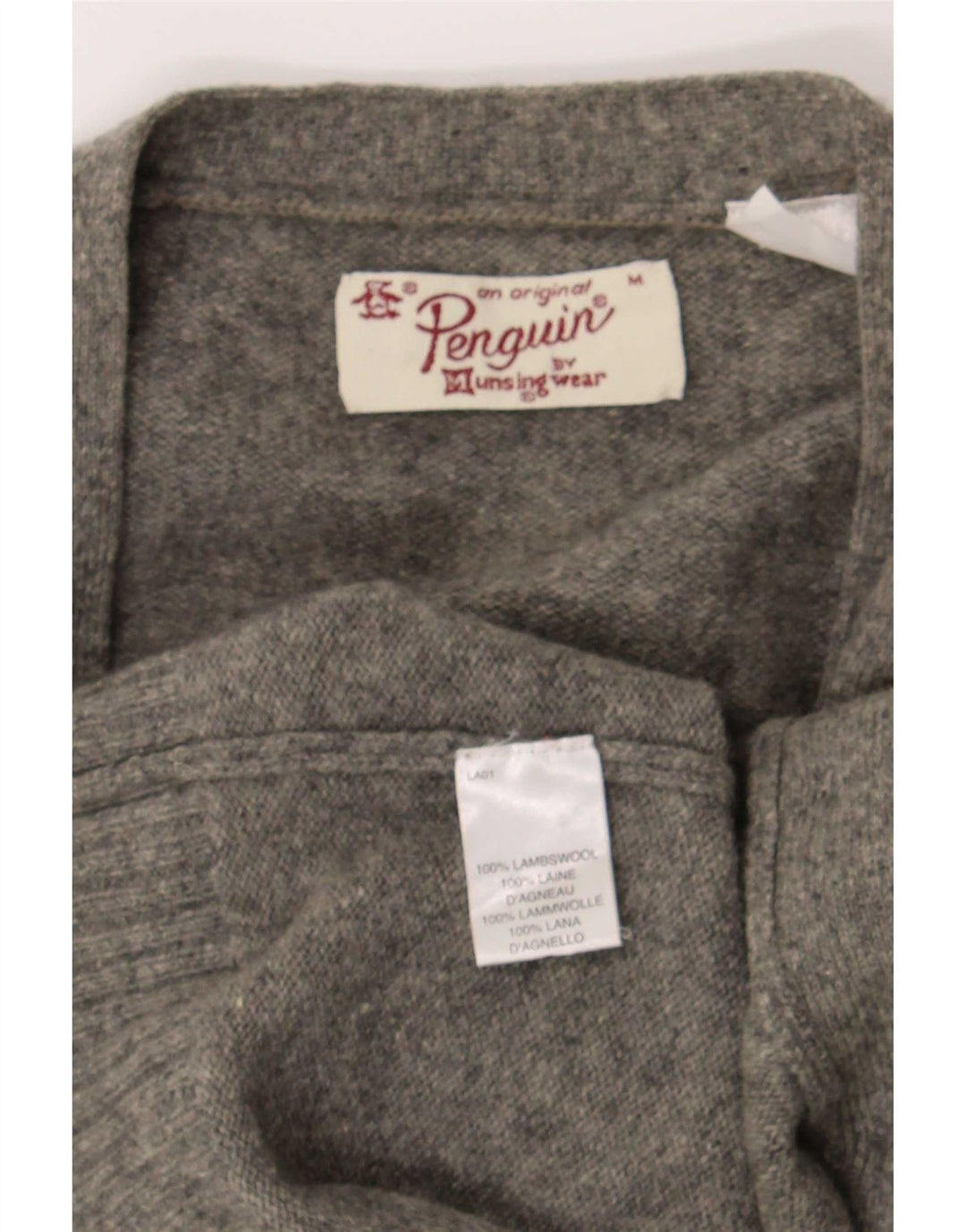 Pulover cardigan pentru bărbați Penguin, lână de miel, gri mediu