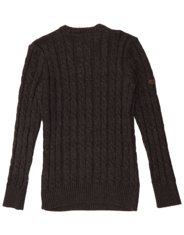 Pulover Superdry pentru bărbați cu decolteu triplu, XL, gri acrilic