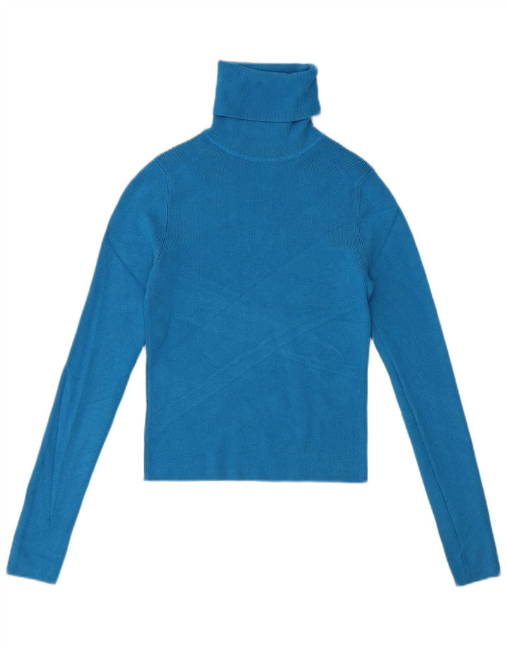 Pulover de damă ZARA cu decolteu rotund din viscoză albastră medie UK 12