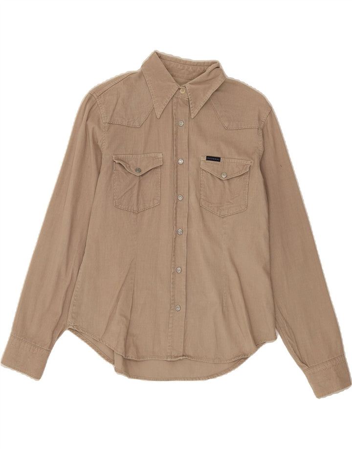CASUCCI Womens Corduroy Shirt UK 10 Small Beige Vintage Casucci and Second-Hand Casucci from Messina Hembry 