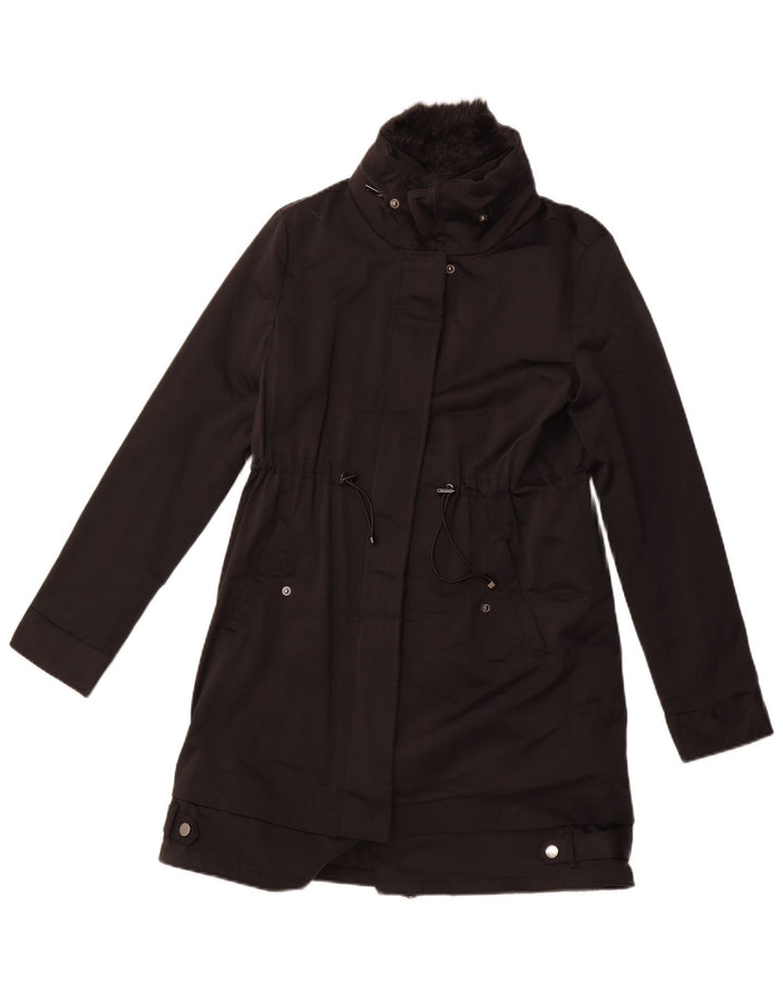 ZARA pardesiu femei UK 6 XS poliester negru