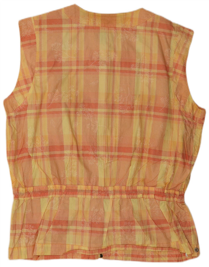 Gilet oversize pentru femei Vintage IT 46 din bumbac cu carouri galbene mari