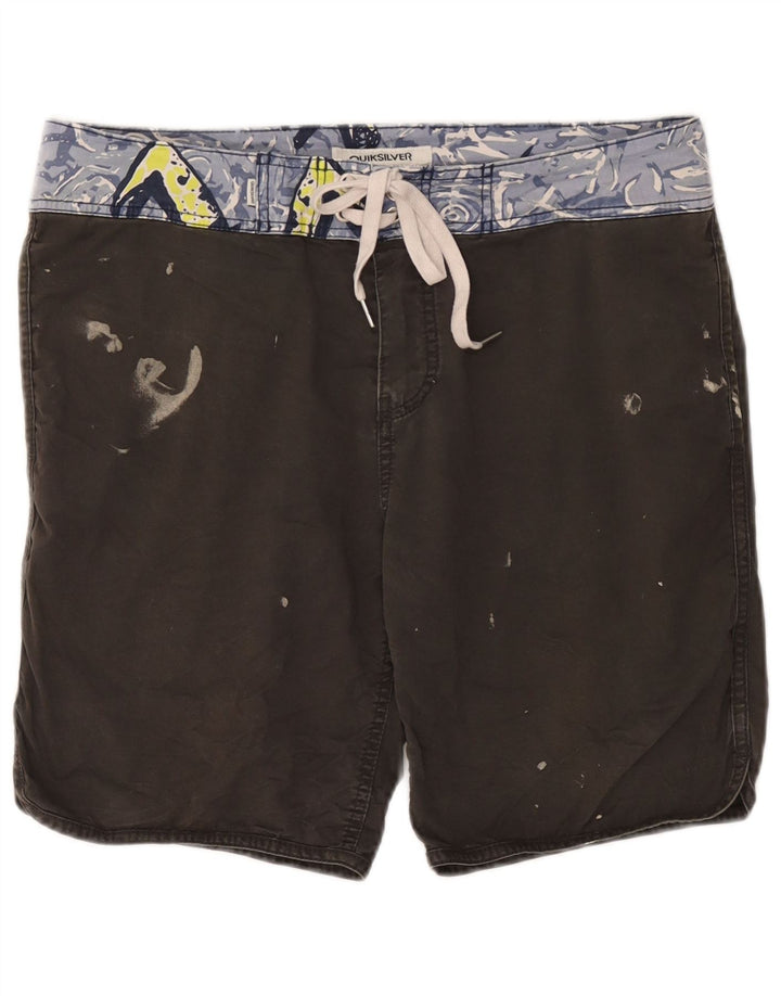 Pantaloni scurți de înot grafic Quiksilver pentru bărbați, bumbac gri mediu