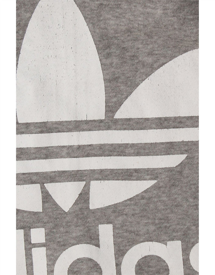 ADIDAS Pulover cu glugă cu grafic pentru femei UK 10 mic bumbac gri