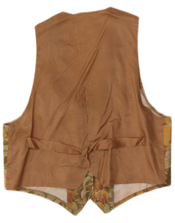Vestă vintage pentru femei UK 12 Medium Brown Floral
