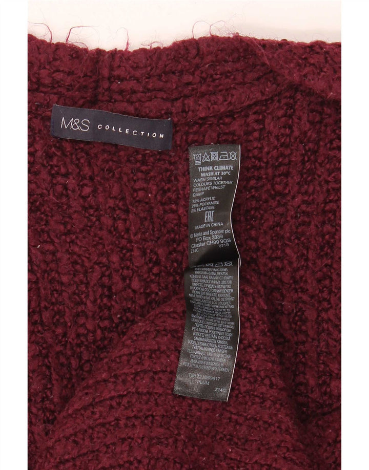 Pulover cardigan deschis supradimensionat pentru femei Marks & Spencer UK 16 Maroon mare
