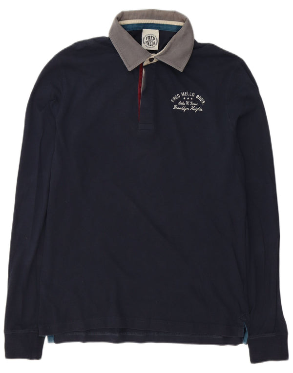Tricou polo rugby cu mânecă lungă pentru bărbați Fred Mello, albastru bleumarin mediu