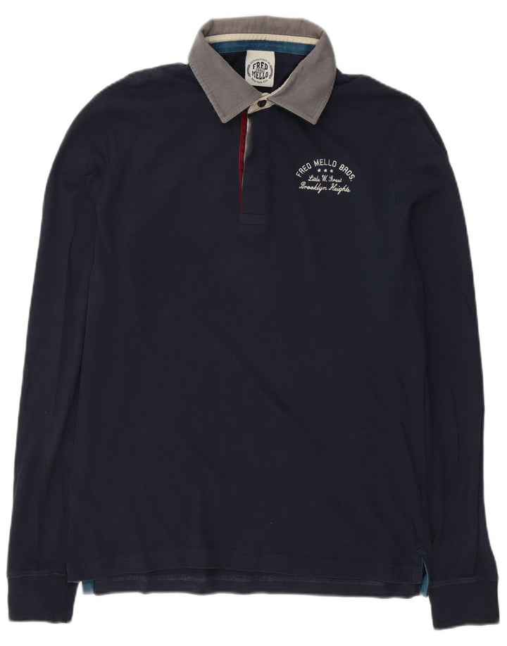Tricou polo rugby cu mânecă lungă pentru bărbați Fred Mello, albastru bleumarin mediu