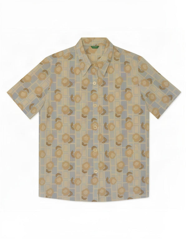 Bluză cămașă cu mânecă scurtă pentru femei Benetton IT 44 Medium Blue Floral