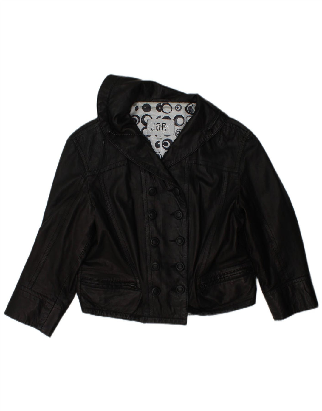 Jachetă JCC pentru femei Crop, mânecă 3/4, dublu, IT 44 Medium Black