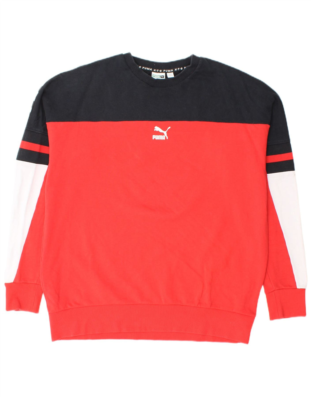 Hanorac grafic pentru bărbați PUMA Pulover mare, roșu, bumbac color bloc
