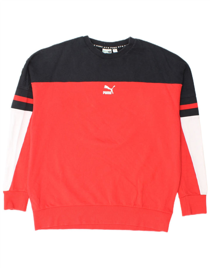 Hanorac grafic pentru bărbați PUMA Pulover mare, roșu, bumbac color bloc