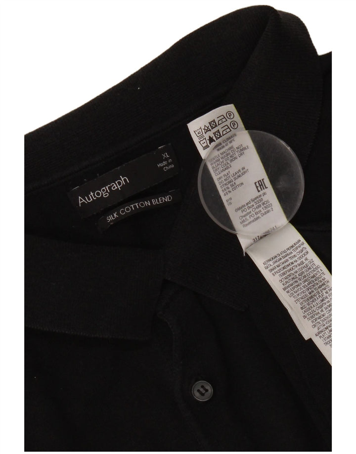 Tricou polo pentru bărbați Marks & Spencer XL, mătase neagră