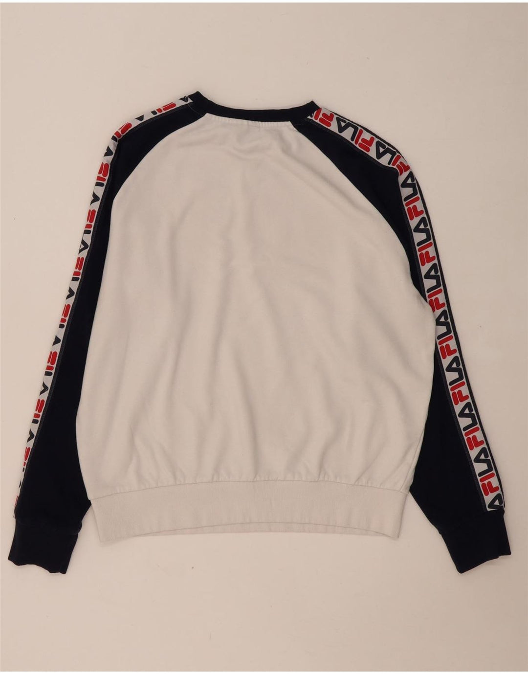 Hanorac cu grafic pentru bărbați FILA Pulover mare, alb, din bumbac color bloc