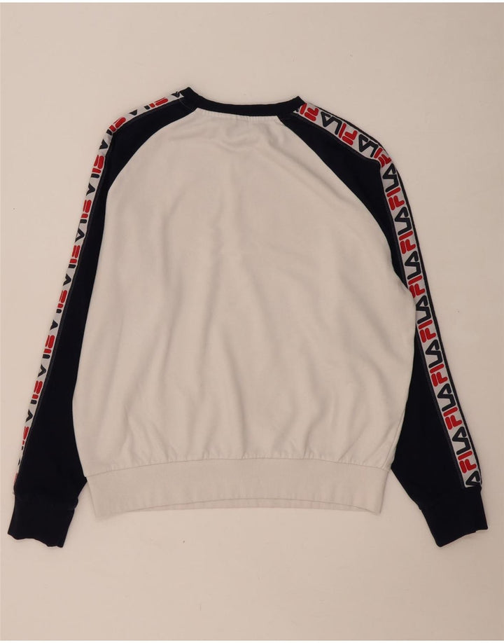 Hanorac cu grafic pentru bărbați FILA Pulover mare, alb, din bumbac color bloc