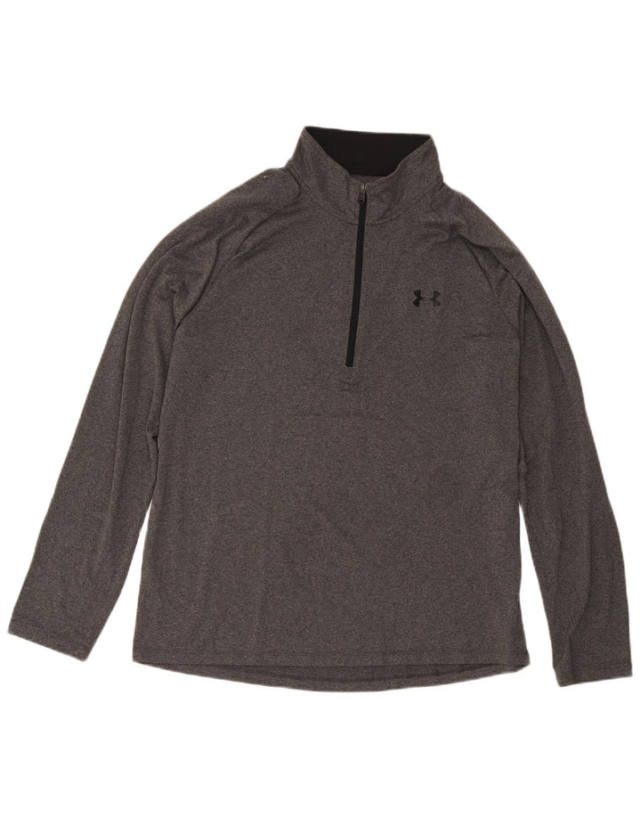 Top de trening Under Armour pentru bărbați, cu fermoar și gât, mare, gri