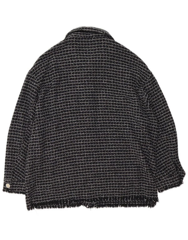 Bomber pentru femei Zara UK 16 mare, bumbac cu carouri negru