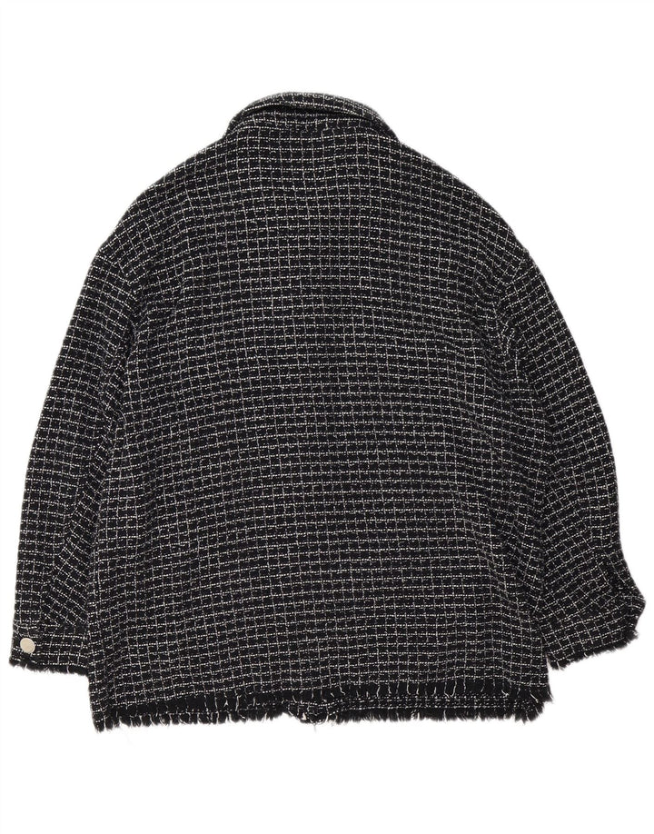 Bomber pentru femei Zara UK 16 mare, bumbac cu carouri negru