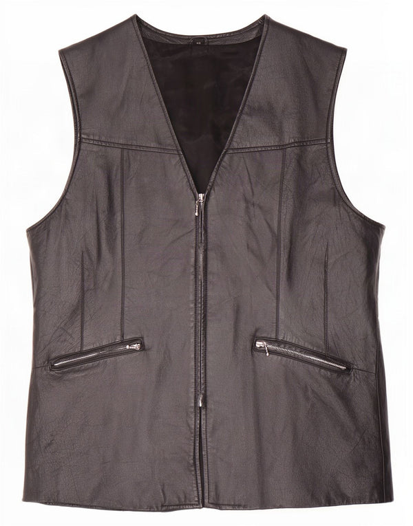 Vestă din piele vintage pentru femei IT 46 XL neagră