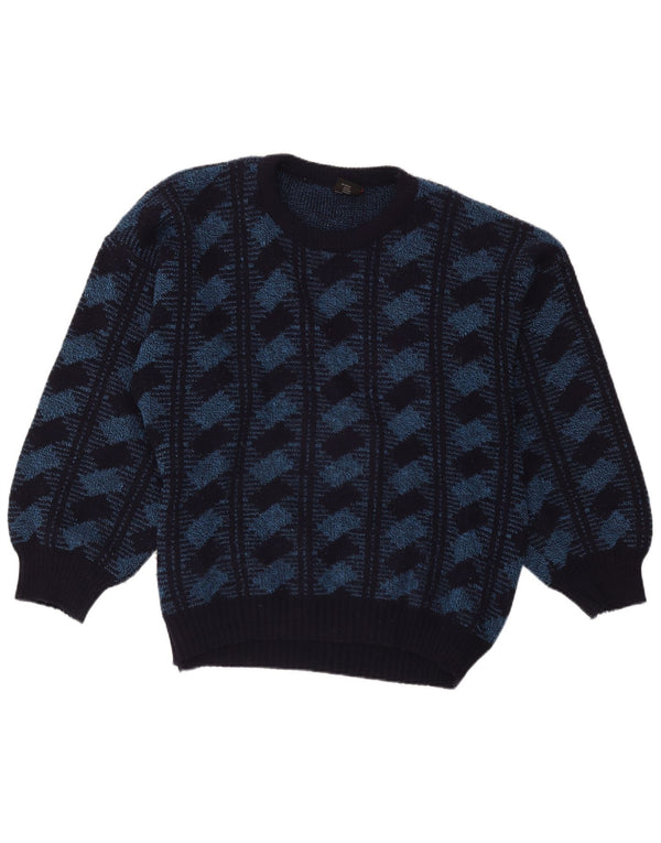 Pulover VINTAGE pentru bărbați cu gât roșu, 2XL, negru, geometric acrilic