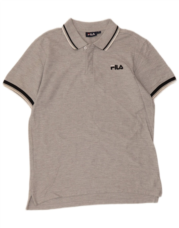 Tricou polo FILA pentru bărbați, bumbac gri mediu