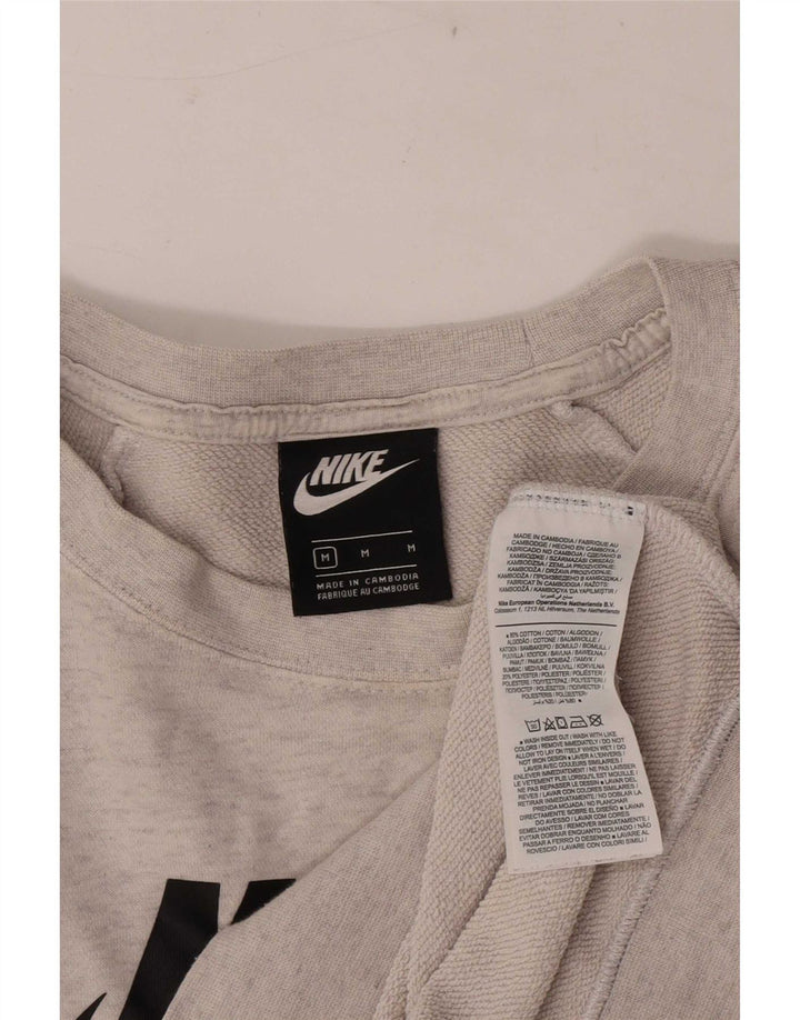 Pulover de hanorac grafic Nike pentru femei UK 14, bumbac cu pete gri mediu