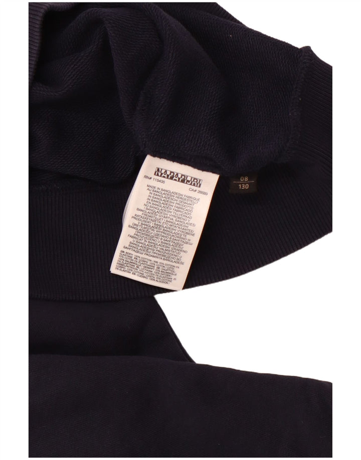 NAPAPIJRI Băieți Pulover Grafic Hoodie 7-8 Ani Bumbac Bleumarin