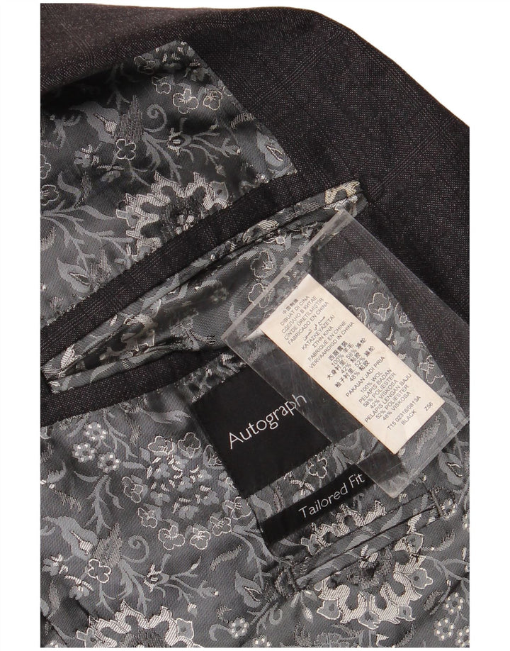 Jachetă pentru bărbați Marks & Spencer Autograph cu 2 nasturi IT 56 3XL, negru, caroserie