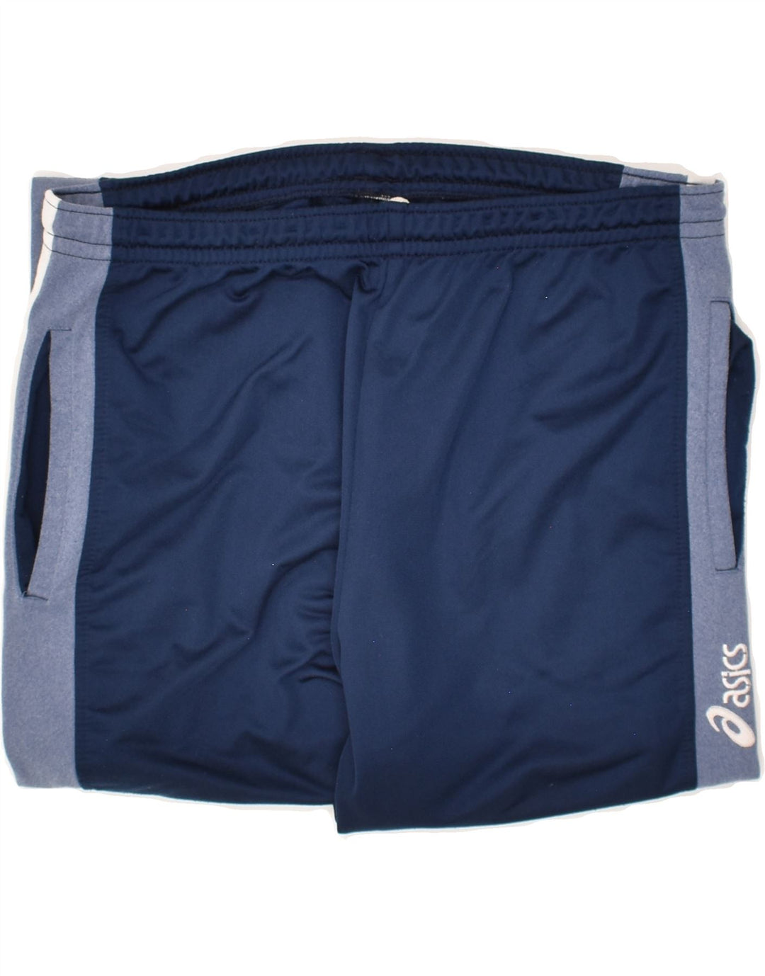 ASICS Mens Tracksuit Trousers Joggers Large Navy Blue Colourblock Vintage Asics and Second-Hand Asics from Messina Hembry 