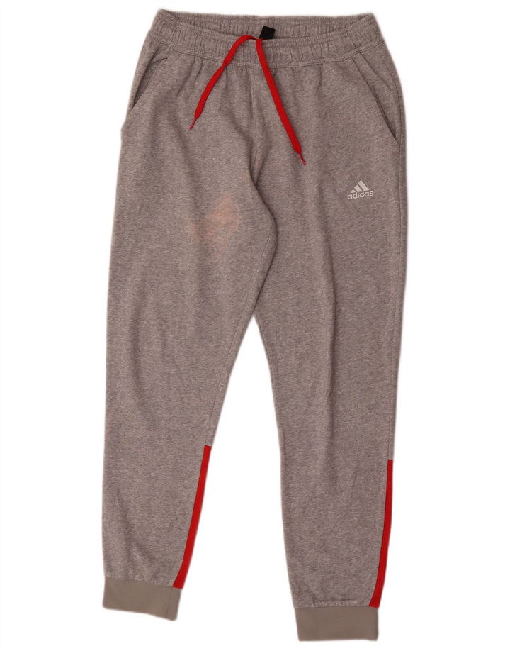 Pantaloni de trening pentru bărbați Adidas Pantaloni de jogging, gri mediu, bumbac color bloc