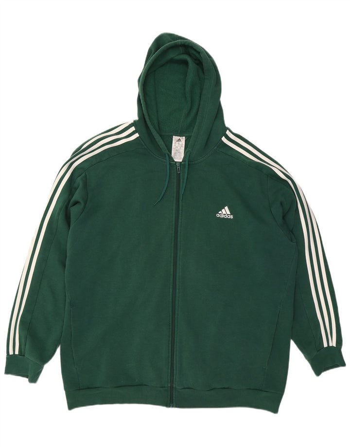 Pulover Adidas pentru bărbați, cu fermoar, bumbac verde 2XL