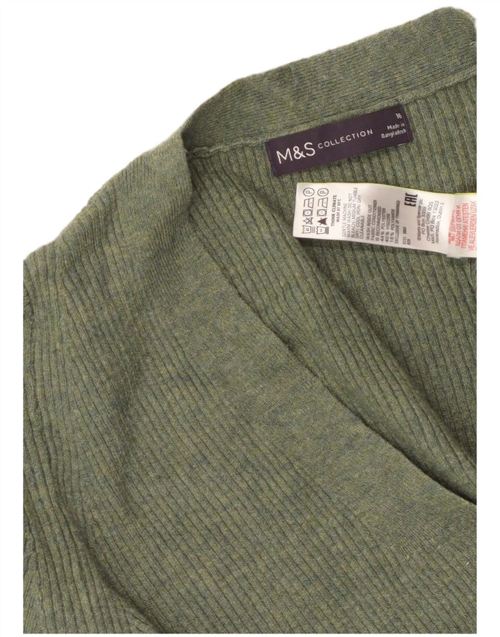MARKS & SPENCER Pulover cu decolteu în V pentru femei UK 16 Poliester verde mare