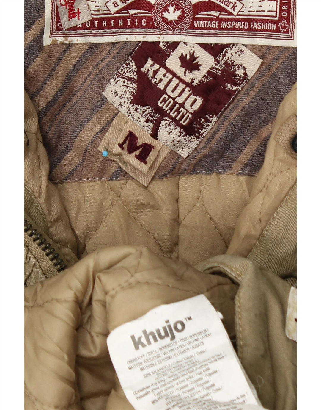 Jachetă de vânt pentru femei KHUJO, cu glugă, UK 14, bumbac kaki mediu iarnă