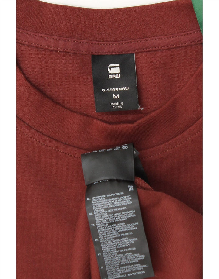 G-STAR Top pentru bărbați cu mânecă lungă din bumbac burgundy mediu