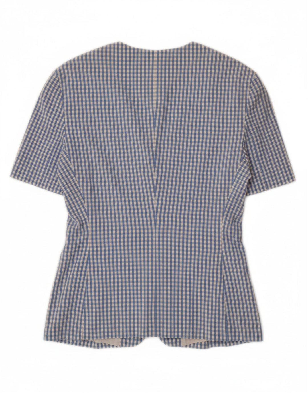 TAIFUN Womens Short Sleeve Blazer Jacket EU 38 Medium Blue Gingham Vintage Taifun and Second-Hand Taifun from Messina Hembry 