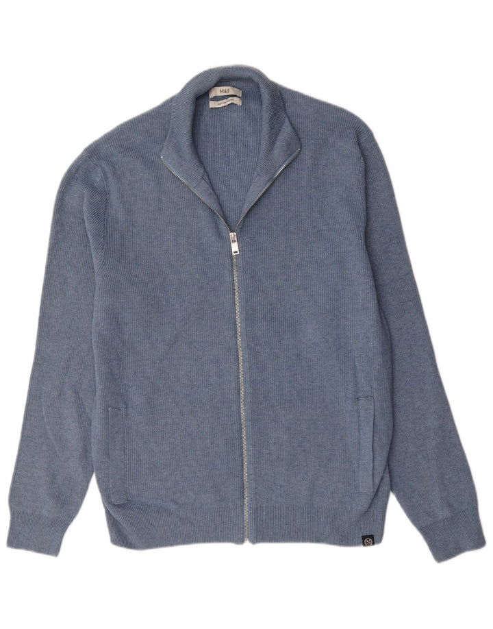 Pulover cardigan pentru bărbați Marks & Spencer, mare, albastru, bumbac