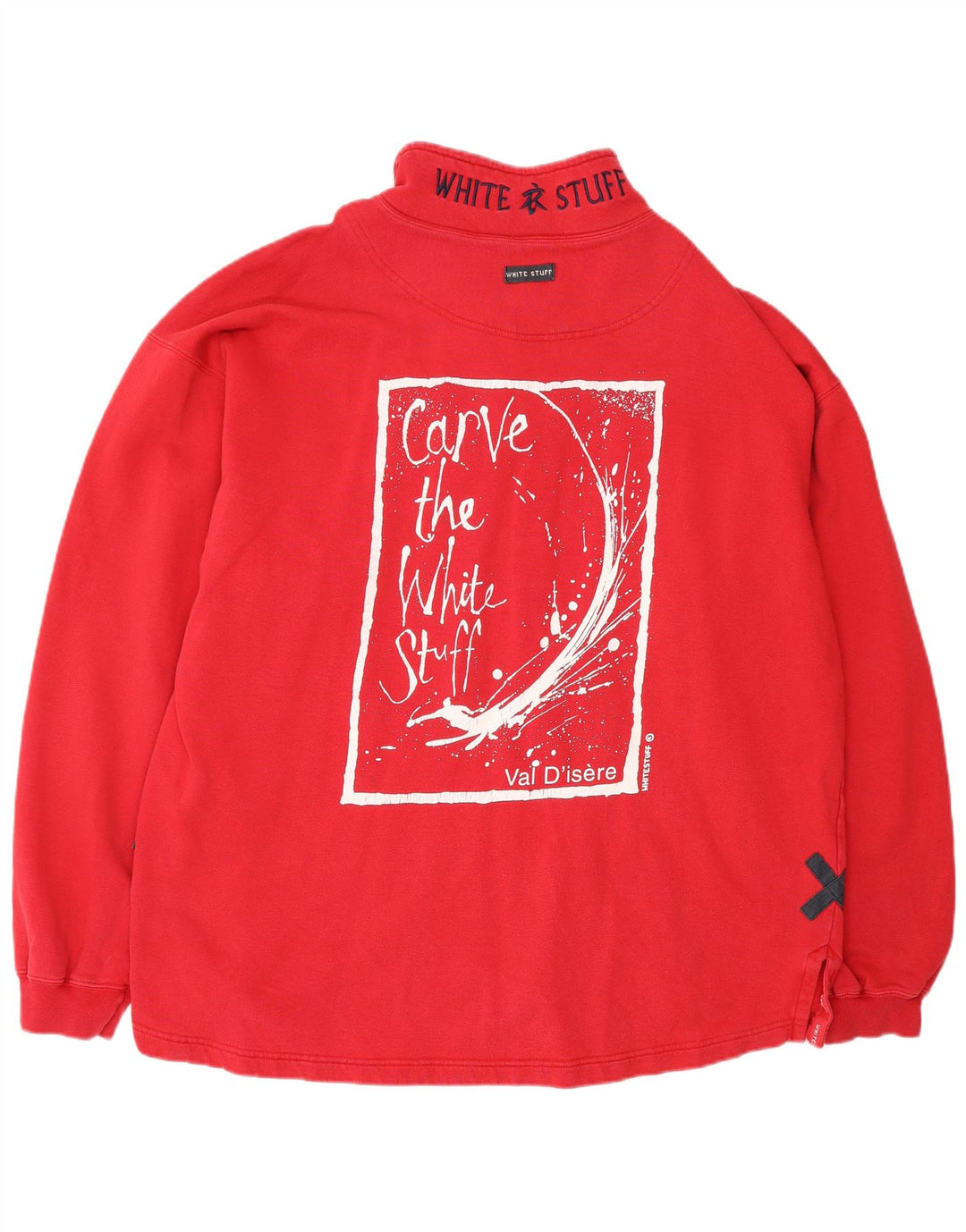 WHITE STUFF Hanorac cu grafică cu fermoar și cu decolteu pentru bărbați, XL, roșu