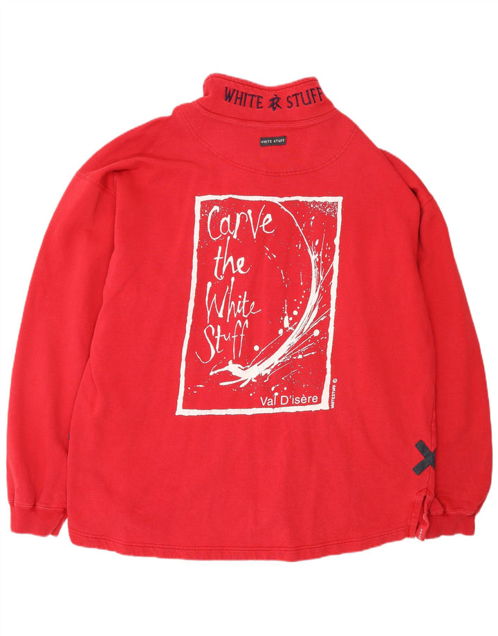 WHITE STUFF Hanorac cu grafică cu fermoar și cu decolteu pentru bărbați, XL, roșu