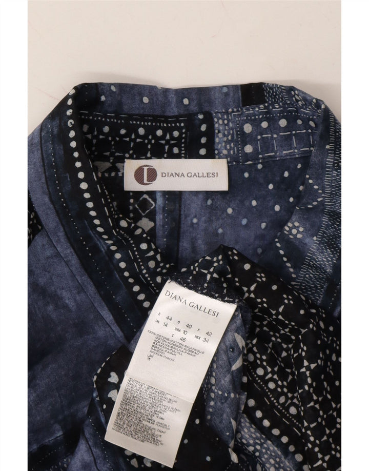 DIANA GALLESI Womens Shirt UK 14 Large Blue Patchwork Cotton Vintage Diana Gallesi and Second-Hand Diana Gallesi from Messina Hembry 