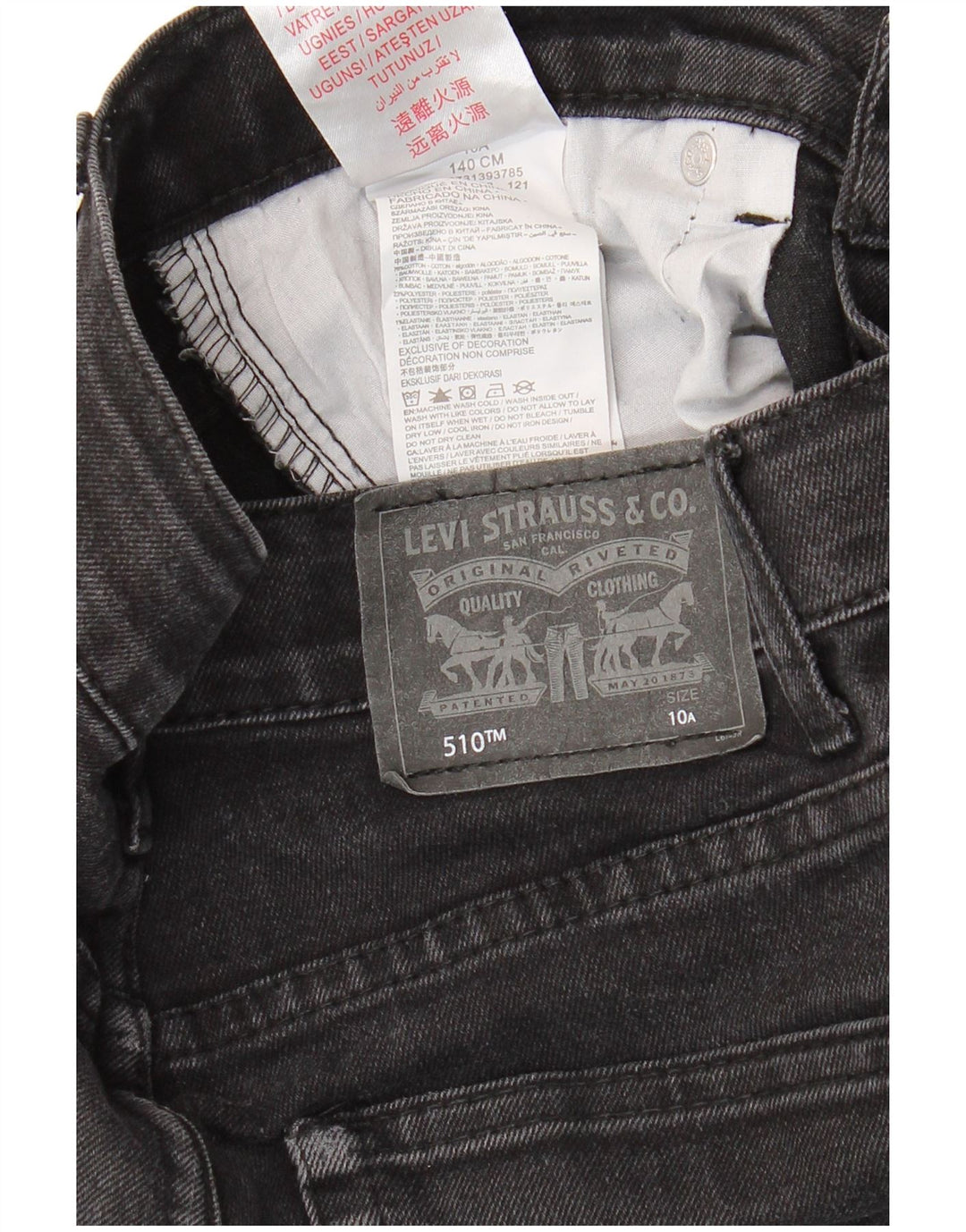Jeans skinny LEVI'S 510 pentru baieti 9-10 ani W26 L27 bumbac negru