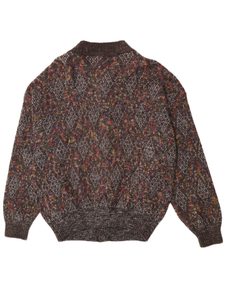 Pulover cardigan pentru bărbați Pimet, lână mare, gri cu pete