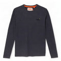 Top pentru bărbați Superdry cu mânecă lungă, mic, albastru marine, bumbac cu pete