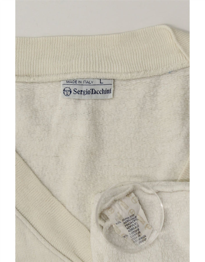 Sergio Tacchini Pulover fără mâneci pentru bărbați, mare, alb, bloc de culoare