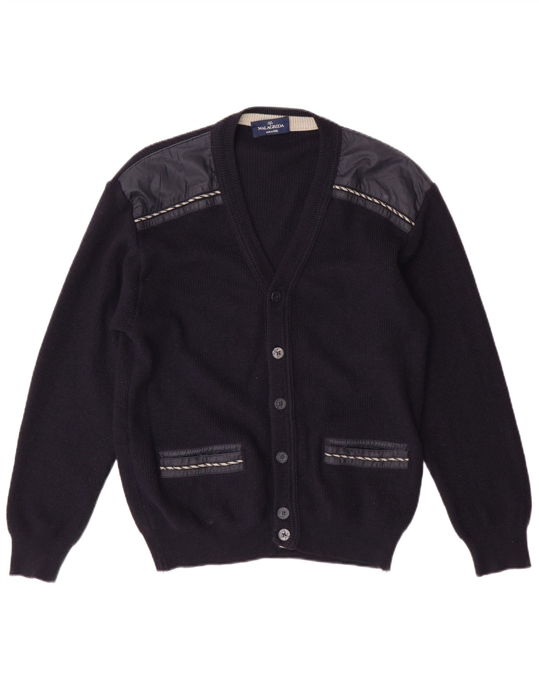 Pulover cardigan Malagrida pentru femei UK 14 Mediu Lână bleumarin