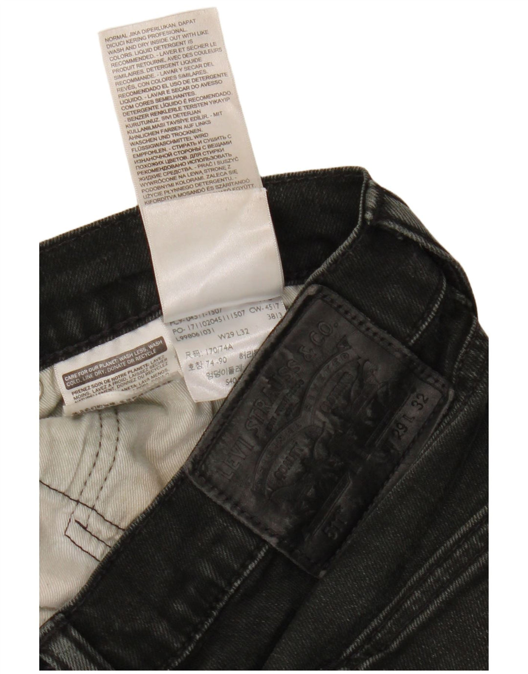 Blugi 511 slim pentru femei LEVI'S W29 L32 bumbac negru